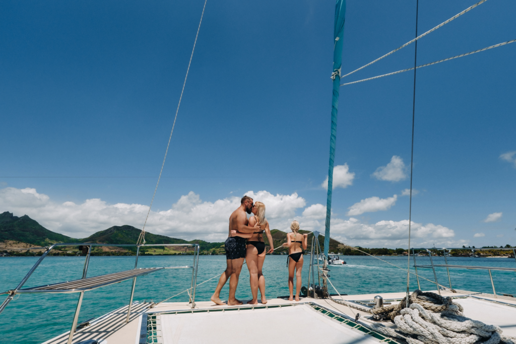 family on catamaran